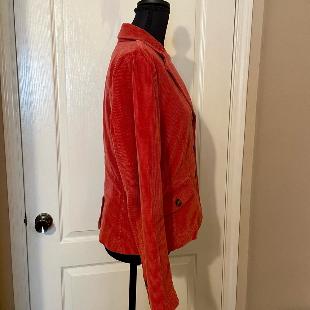 Talbots Salmon Orange Corduroy Blazer Jacket Size 8  Lined Academia Preppy Work - Picture 5 of 12